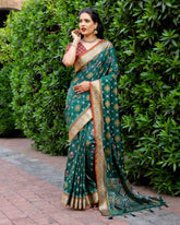Gorgeous Zari Patola Green Color Silk Sarees